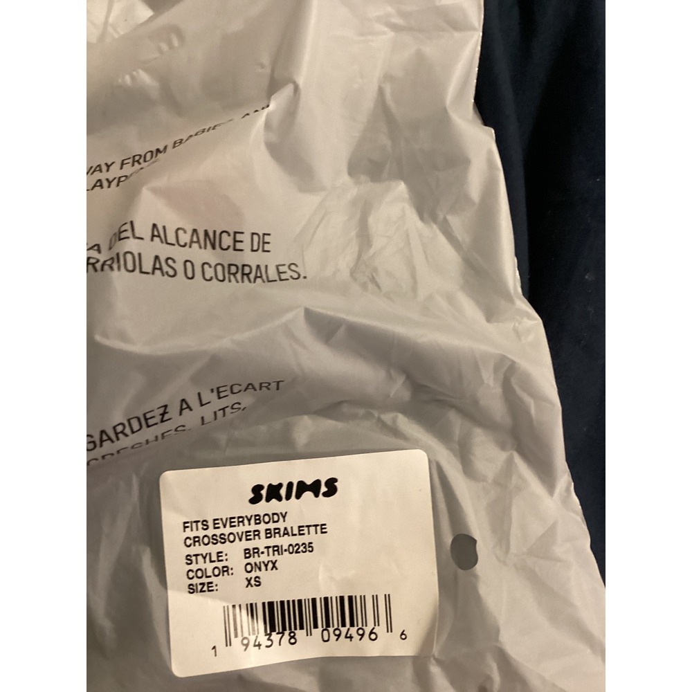 SKIMS‎ Fits Everybody Crossover Bralette Onyx Black XS BR-TRI-0235 NWT - Picture 5 of 5